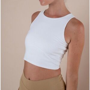Indigo Luna white ribbed crop tank